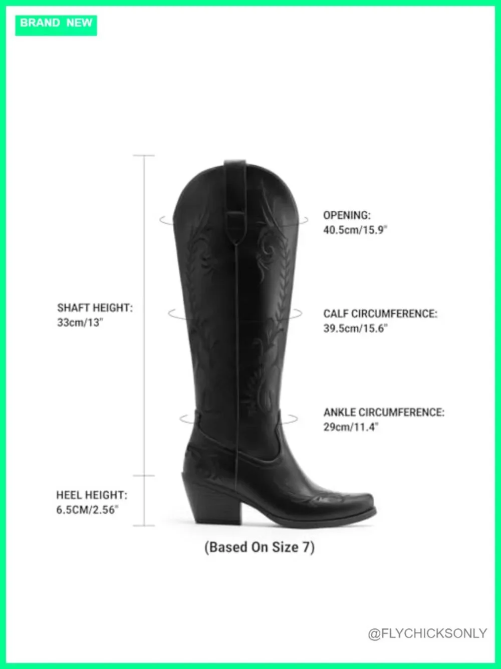 Knee High Western Cowgirl Boots with Embroidered Design, Square Toe, Stacked
